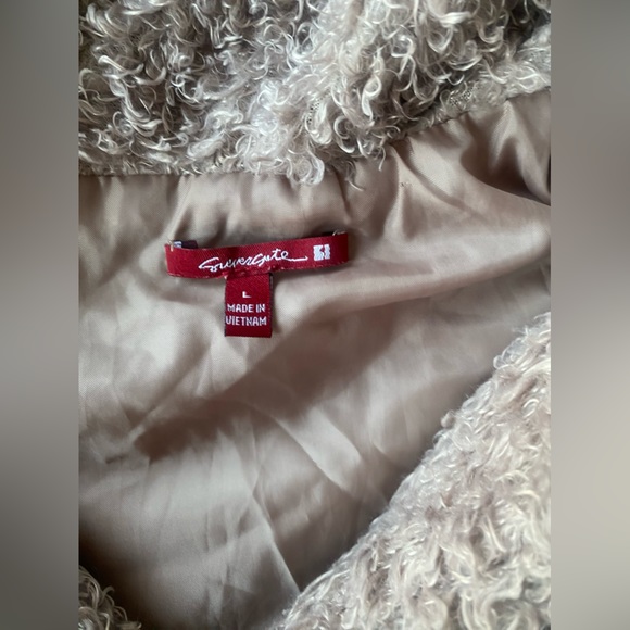 Brown Teddy Hoodie Women's Vest Button Up Size Large - Picture 2 of 6